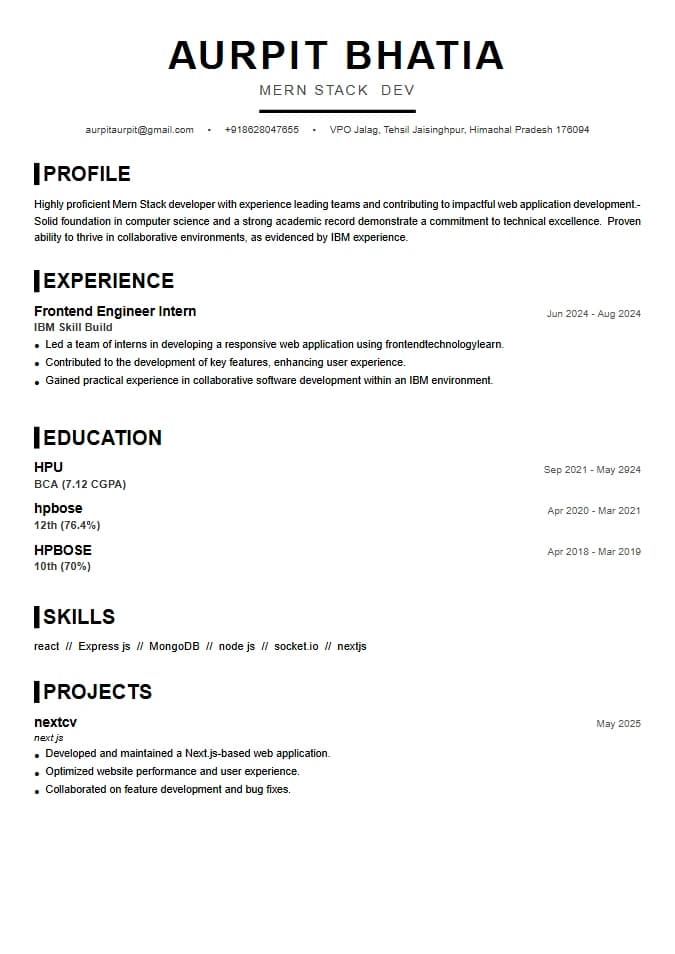 Bold Header resume template