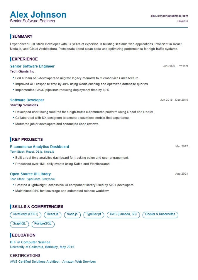 Capgemini Flow resume template