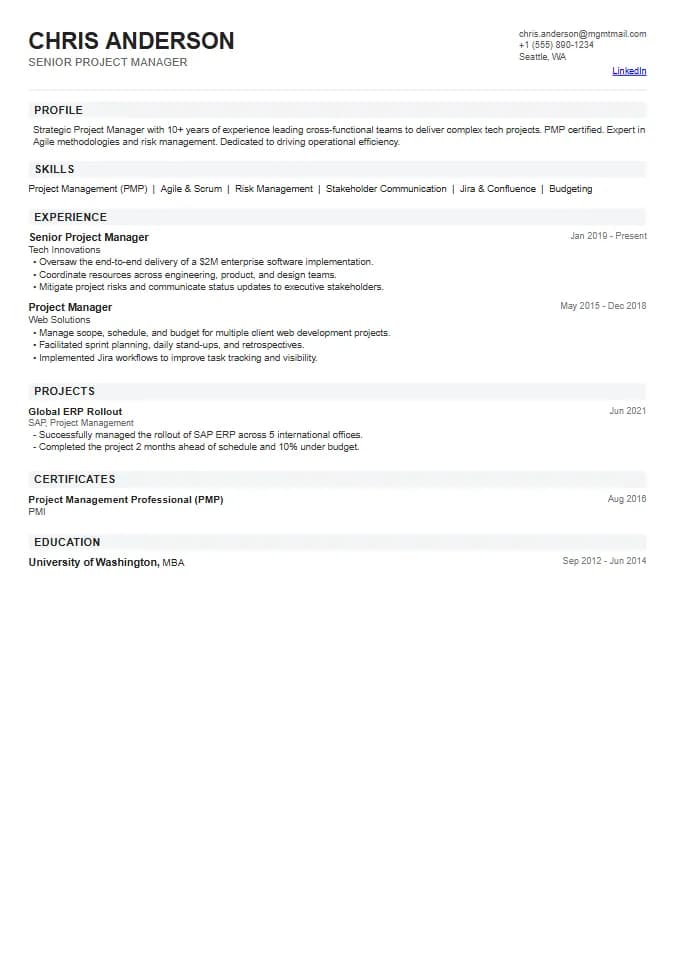Compact Modern resume template