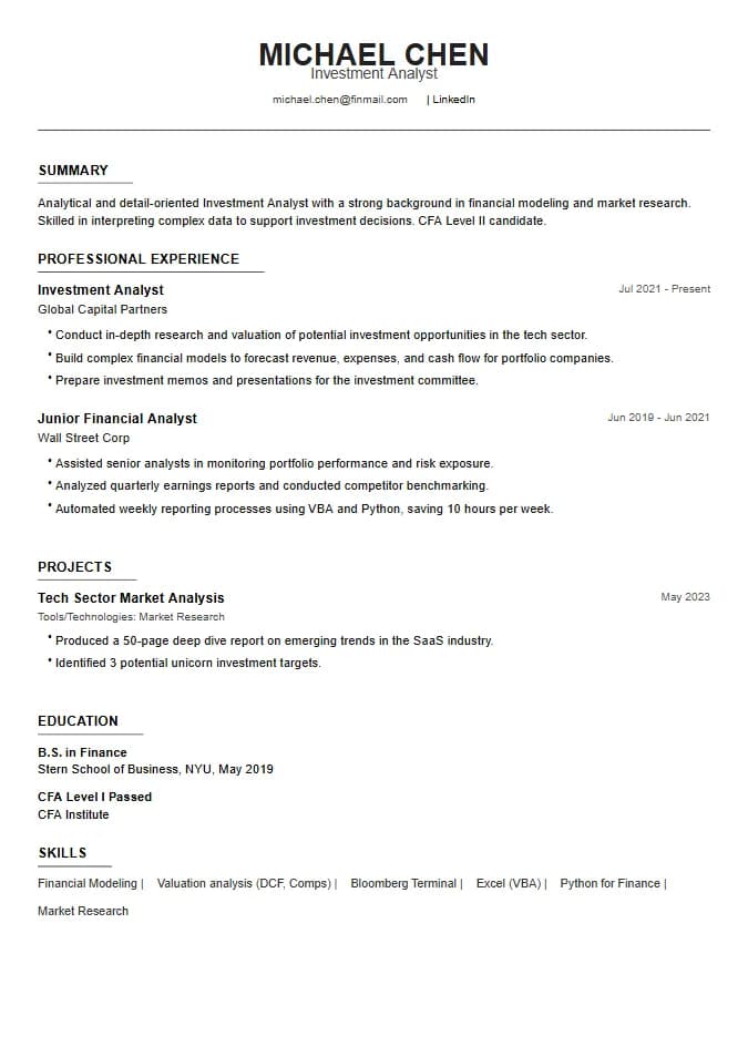 JPMorgan Chase resume template