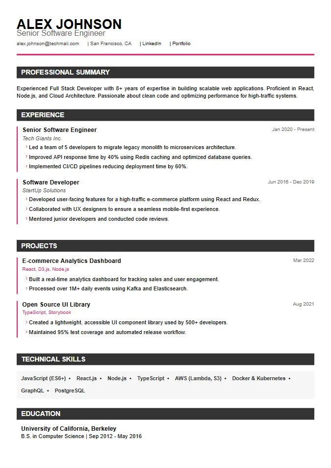 TCS Digital resume template